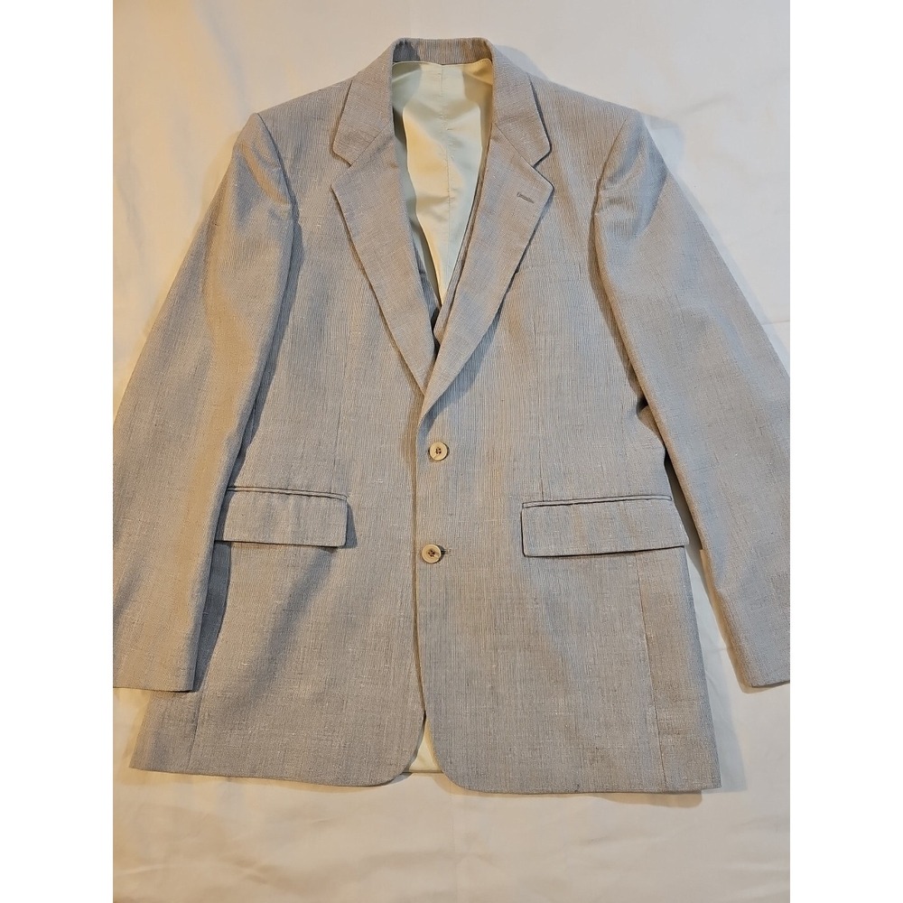 Vintage Elder-Beerman David George Suit Jacket & Vest Light Gray 40 L - Picture 1 of 12